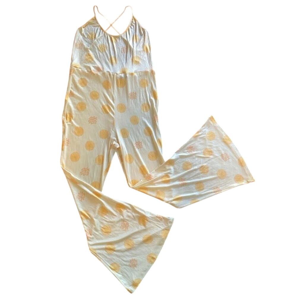 $30 Finesse Semi-Sheer Sunshine Jumpsuit XS NWOT
